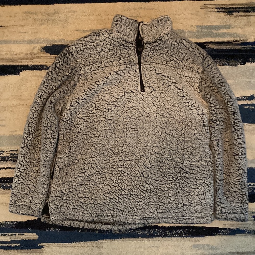 Gioberti Sherpa quarter zip collared sweater